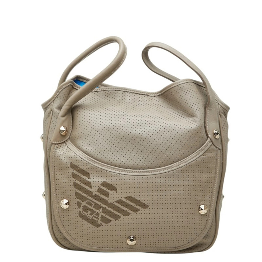 Emporio Armani Perforated Handbag, Gray Leather, Women's